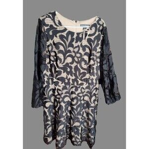 Jessica Howard Black Long Sleeves Knee Length Dress - size 16